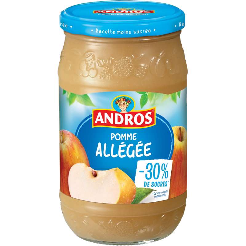ANDROS Compote pomme allégée 30% de sucre 730g -C12