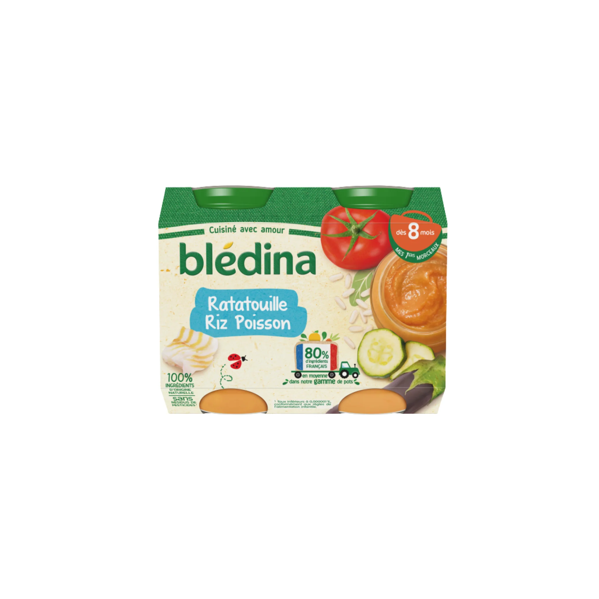 BLEDINA Petit pot bébé dès 8 mois ratatouille riz poisson 400g -D22