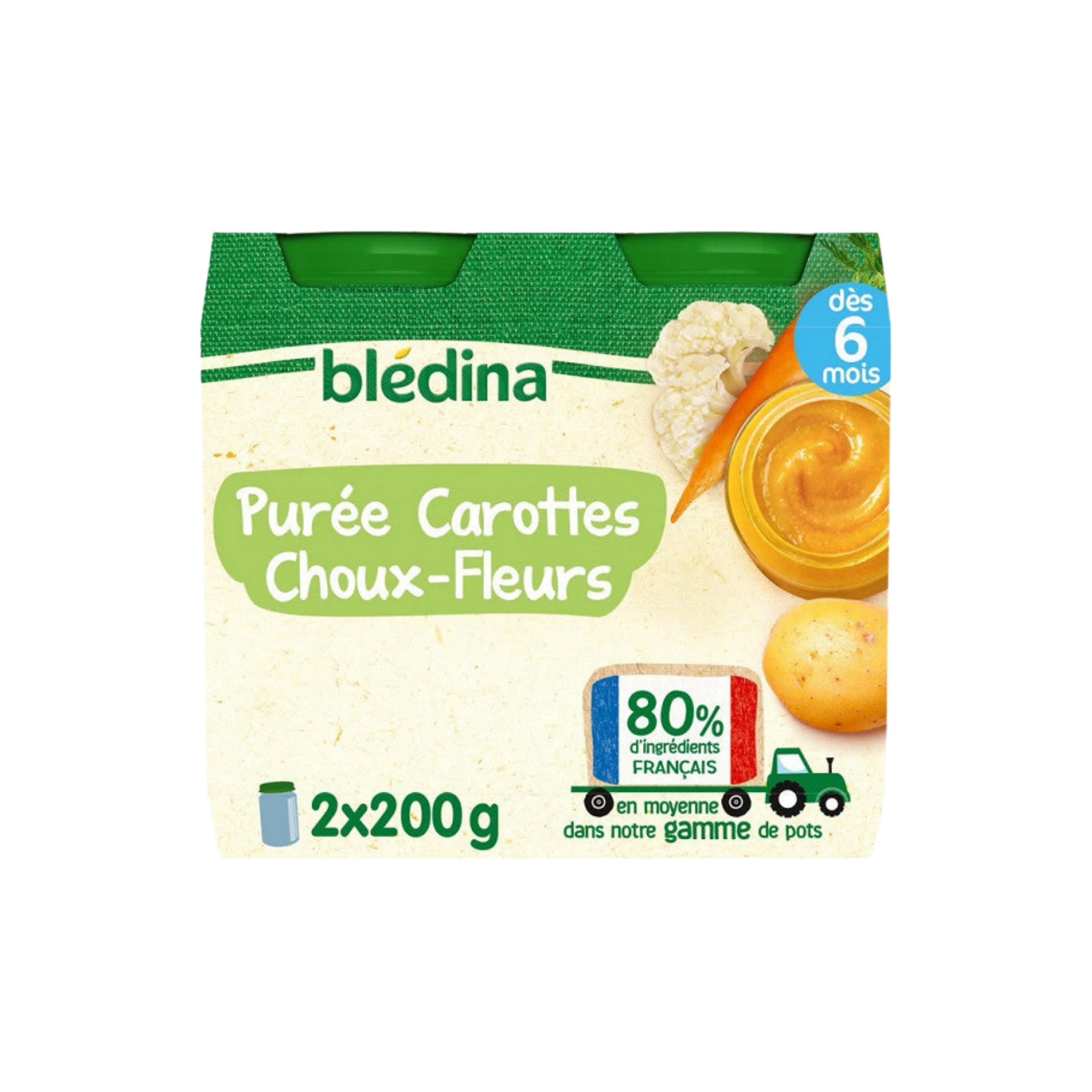 BLEDINA Pots purée carottes chouxfleurs dès 6 mois 2x200g -D13