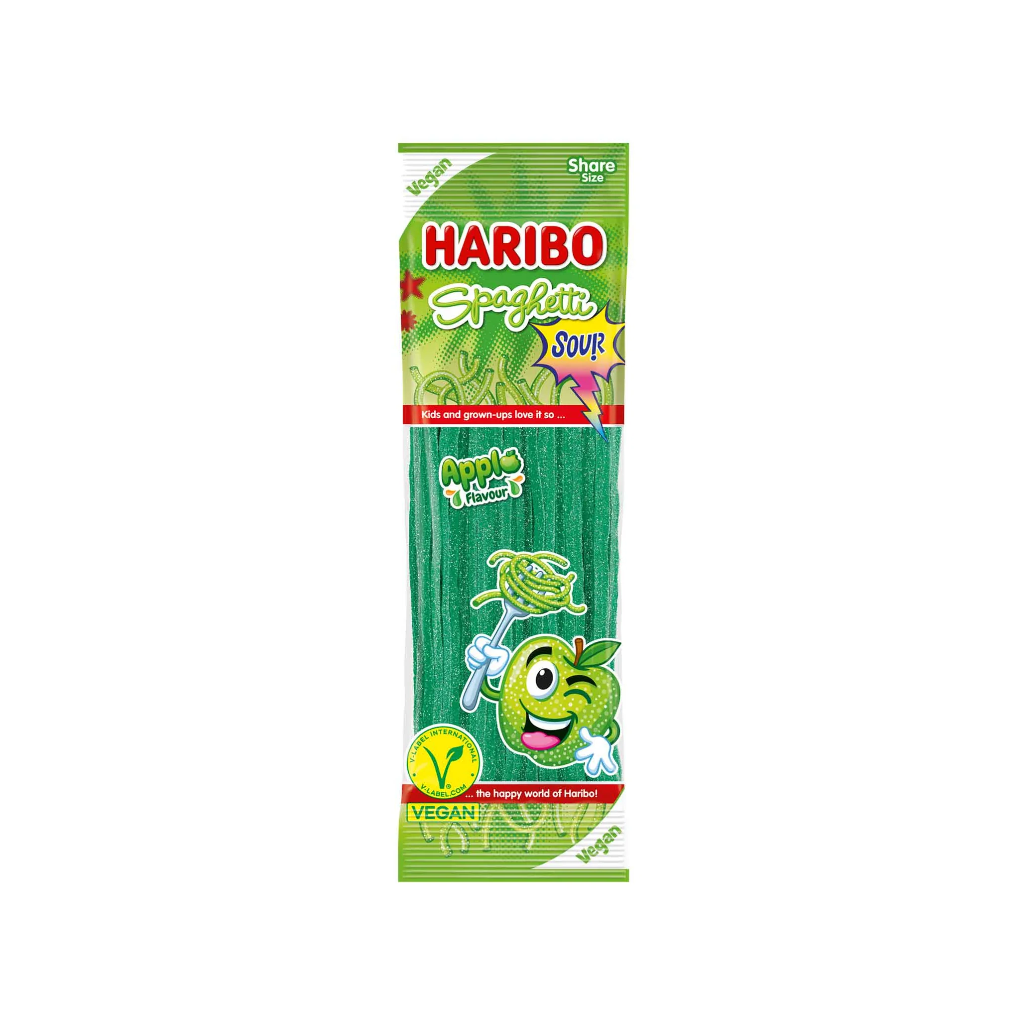 HARIBO Spaghetti Sour Pomme Veggie 200g (Origine Allemagne) -B81