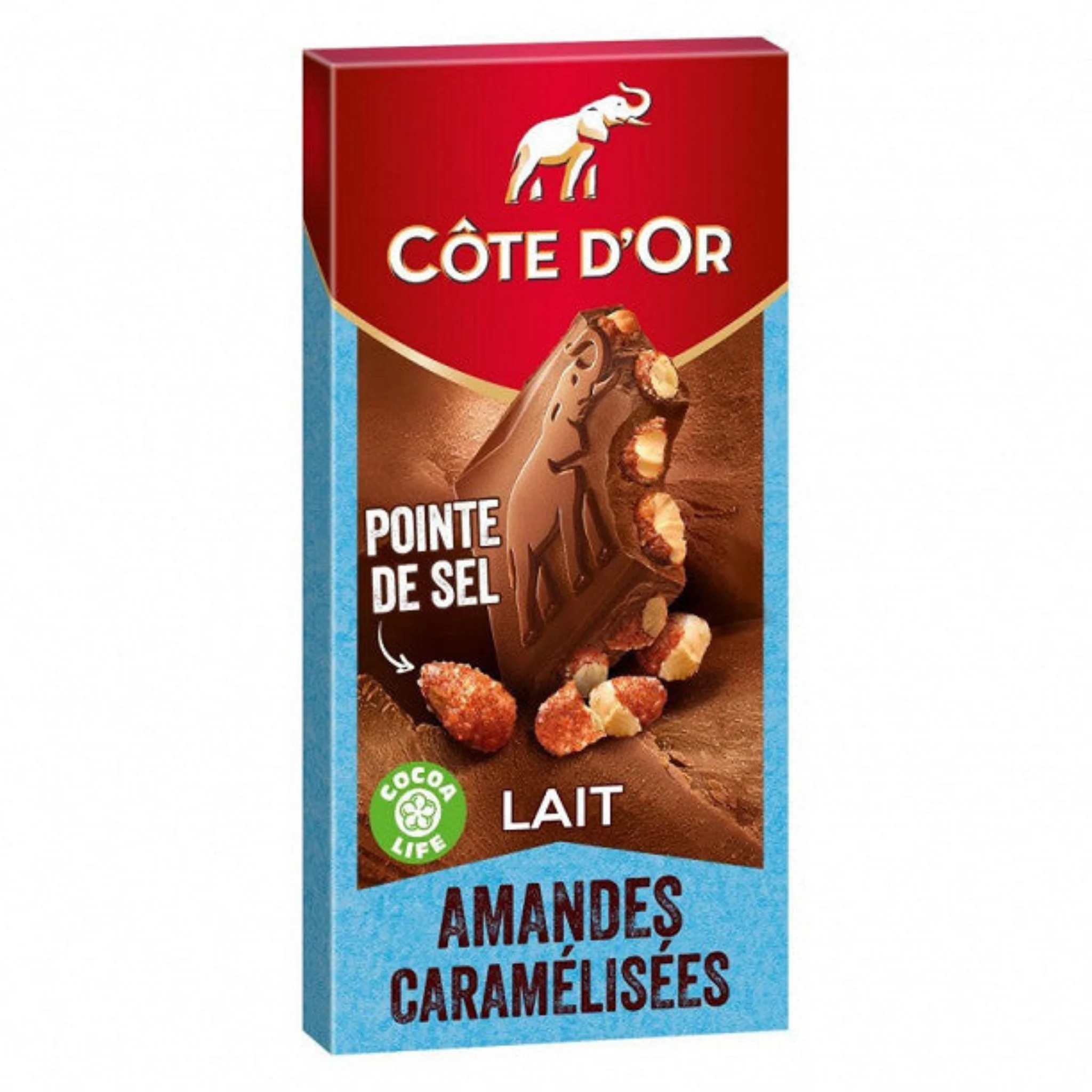 COTE D'OR Bloc lait amandes caramélisée et pointe de sel 180g -A161