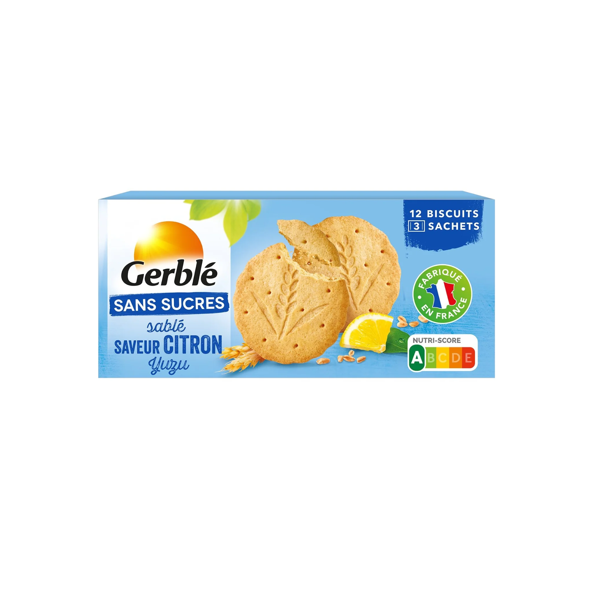 GERBLÉ Biscuit Citron Yuzu Sans Sucres 132g -D103